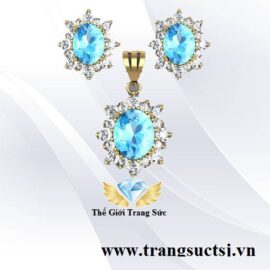 Bộ Trang Sức Đá Topaz Xanh