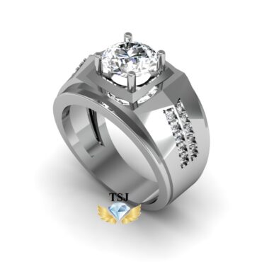 Nhẫn Nam Vàng Trắng PNJ Đẹp Đá Topaz- Kim Cương Moissanite