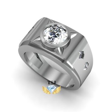 Nhẫn Vàng Trắng Trơn Đẹp Đá Topaz Trắng