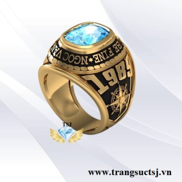 Nhẫn Kiểu Mỹ Nam Đẹp Đá Topaz Xanh